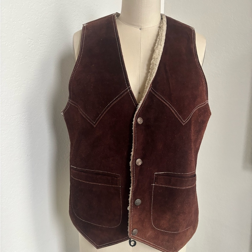 Vintage Handmade in Mexico Leather Vest